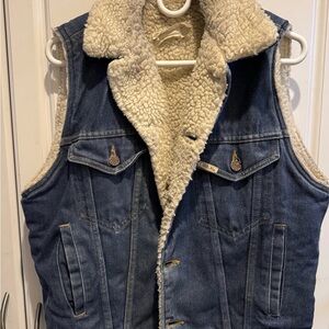 Cozy Blue Denim Vest with Cream Lining